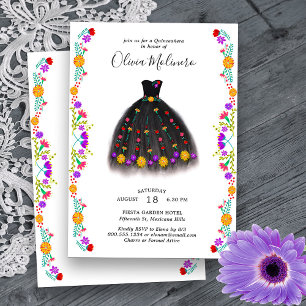 Convites Vestido de Princesa Floral Fiesta Mexicana Quincea
