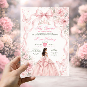 Convites Vestido de Princesa Rosa Bege para Menina Quinceañ