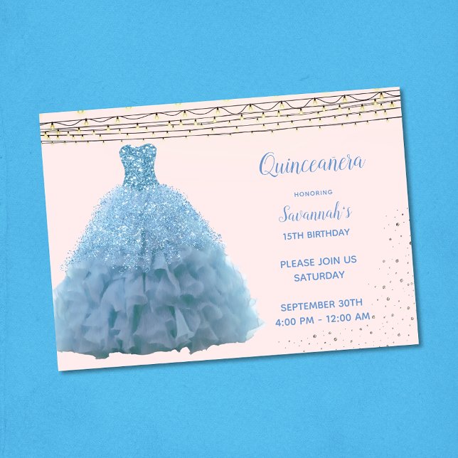 Convites Vestido de Princesa Vintage Luzes de Corda Quincea (Criador carregado)