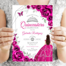 Vestido de Quinceanera Rosa Fúcsia Prata