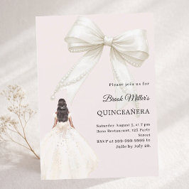 Convites Vestido de quinze anos com laço em marfim rosa beg