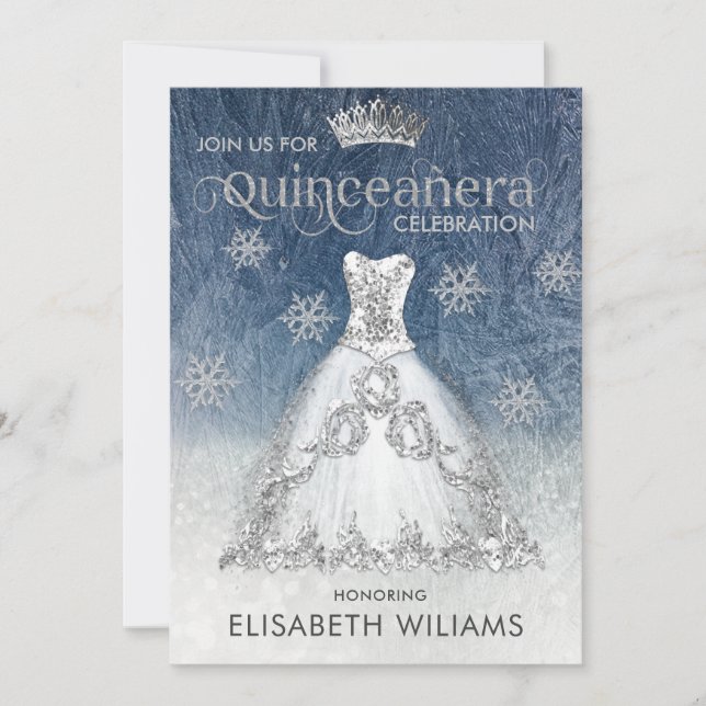 Convites Vestido de relva ombre tiara Quinceañera Invi (Frente)
