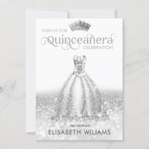 Convites Vestido de relva ombre tiara Quinceañera Invi