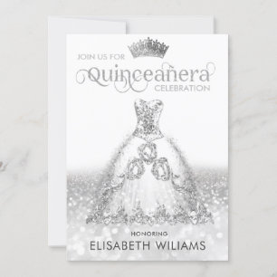 Convites Vestido de relva ombre tiara Quinceañera Invi