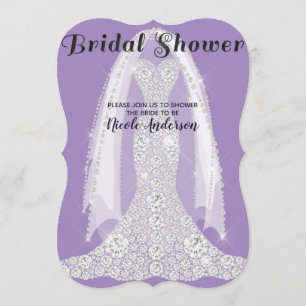 Convites Vestido Diamante Lilás Roxo Glam Chá de Noiva