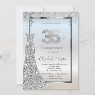 Convites Vestido Diamantes Prateados Brilhantes Aniversário