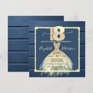 Convites Vestido Dourado Lantejoulas Azul Marinho Madeira 1