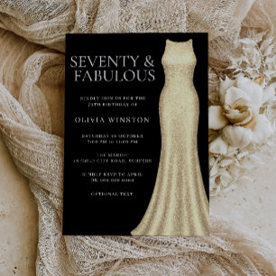 Convites Vestido Dourado Preto Setenta Fabuloso 70º Anivers