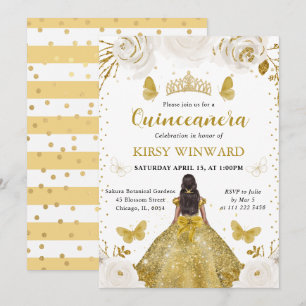 Convites Vestido Dourado Princesa de Pele Morena Quinze Ano