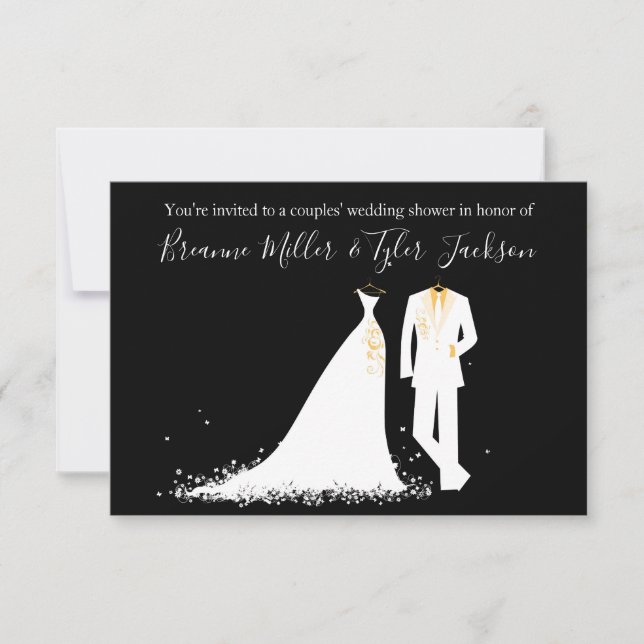 Convites Vestido e Tux - Chá de casamento 3x5 de Casais (Frente)