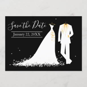 Convites Vestido e Tux - Salvar a Data