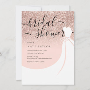 Convites Vestido Elegante Brilho Dourado Rosa Chuva de Noiv