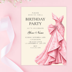 Convites Vestido elegante de aniversário