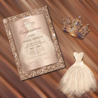 Vestido Elegante Quinceañera Glitter Cobre Dourado