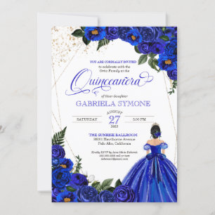 Convites Vestido Elegante Real Rosa Azul Tiara Quinceanera