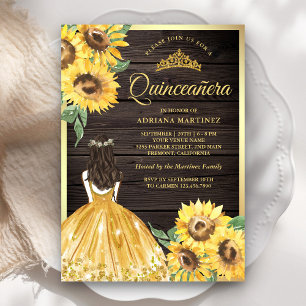 Convites Vestido Floral Amarelo Girassóis Quinceanera Madei