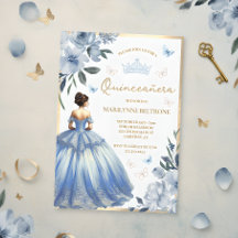 Vestido Floral Azul Borboleta Quinceañera 
