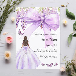 Convites Vestido floral de arco de lavanda Doce 16