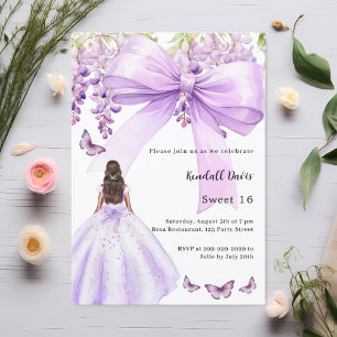 Convites Vestido floral de arco de lavanda Doce 16