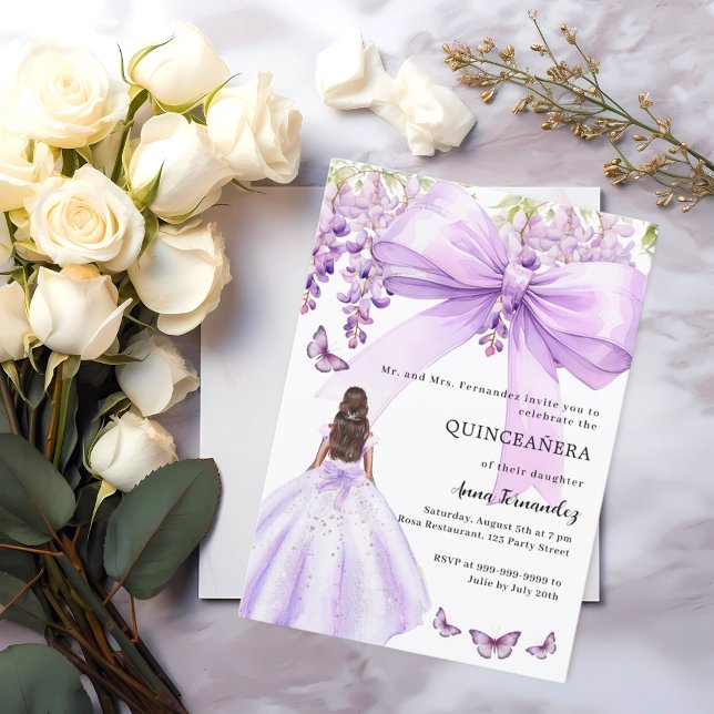 Convites Vestido floral lavanda Quinceanera (Criador carregado)