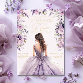 Convites Vestido Floral Lavanda Roxo Lilás Quinceañera Dour