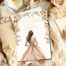 Vestido Floral Quinceañera Champagne Dourado Princ