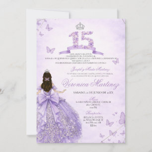 Convites Vestido Floral Roxo Espanhol Coroa Princesa 15 Ano