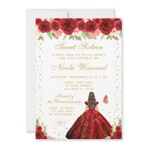 Vestido Floral Vermelho Princesa de Dezesseis Anos