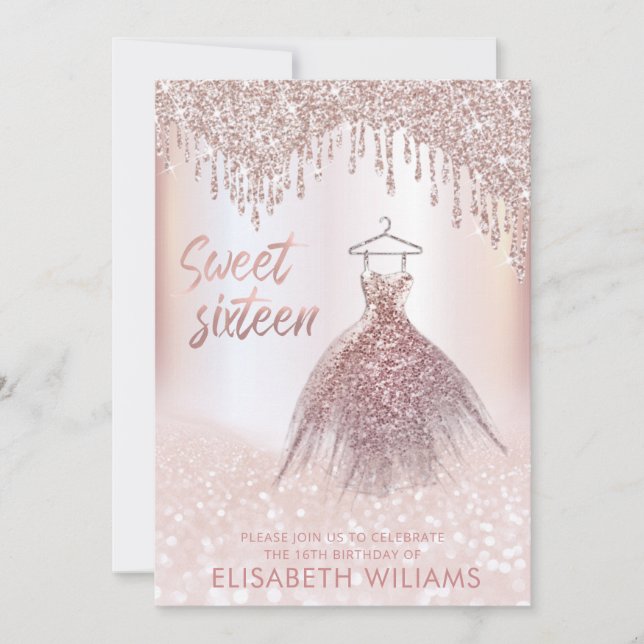 Convites Vestido geminado gole rosa ouro ombre i (Frente)