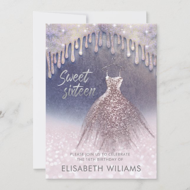 Convites Vestido geminado gole rosa ouro ombre i (Frente)