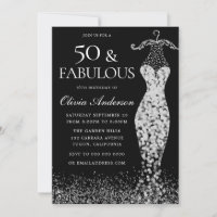Vestido Glamoroso de Prata Preta e Branca 50º Aniv