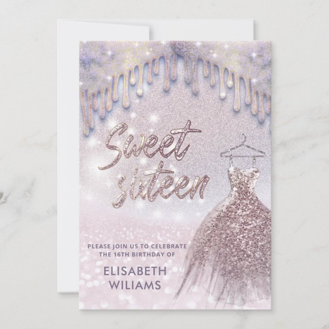 Convites Vestido gótico gira rosa ouro-ombre (Frente)