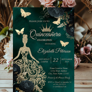 Convites Vestido Lantejoulas, Borboletas Rosas Verdes Quinc