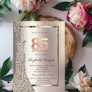 Convites Vestido Lantejoulas Confete Marfim Aniversário de