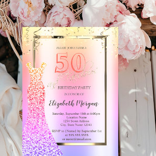 Convites Vestido Lantejoulas Ombre 50º Aniversário
