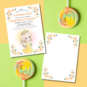 Convites Vestido Laranja Caprichoso Princesa Floral Anivers