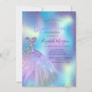 Convites Vestido Legal, Confete Holográfico Quinceañera