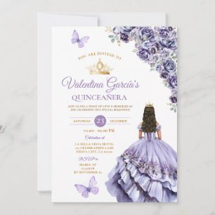 Convites Vestido Lilás Claro Quinceañera 15 Anos Floral Dou