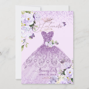 Convites Vestido Lilás Roxo Glitter Sixteenera