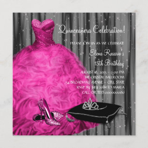 Convites Vestido Magenta Sapatos de Salto Alto Princesa Qui
