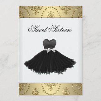 Convites Vestido Negro Dourado Chandelier Doce Dezesseis An