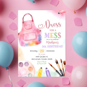 Convites Vestido para uma Festa de Pintura Menina Aniversár