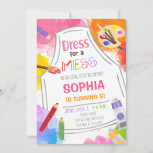 Convites Vestido Por Um Aniversário De Arte Mess