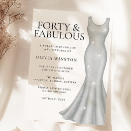 Convites Vestido Prateado com Brilho 40º Aniversário