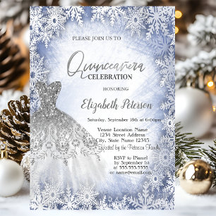 Convites Vestido Prateado com Lantejoulas Flocos de Neve Az