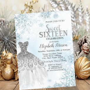 Convites Vestido Prateado com Lantejoulas Flocos de Neve Fe