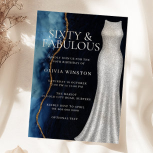Convites Vestido Prateado Elegante e Festa de 60 Anos de Id