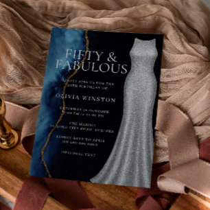 Convites Vestido prateado elegante e Festa de aniversário 5