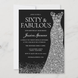 Convites Vestido Prateado Sessenta e fabuloso 60º Partido P