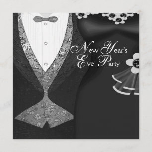 Convites Vestido Preto Tuxedo Festa de Ano Novo de Gravata 